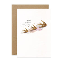 Load image into Gallery viewer, Stephanie Davies Sympathy Three Gold Birds Card
