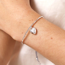 Load image into Gallery viewer, Semi Precious Beaded Heart Charm Cord Bracelet in Silver
