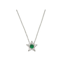 Load image into Gallery viewer, Amelia Scott Mini Star Necklace - Emerald Green, Clear CZ &amp; Silver
