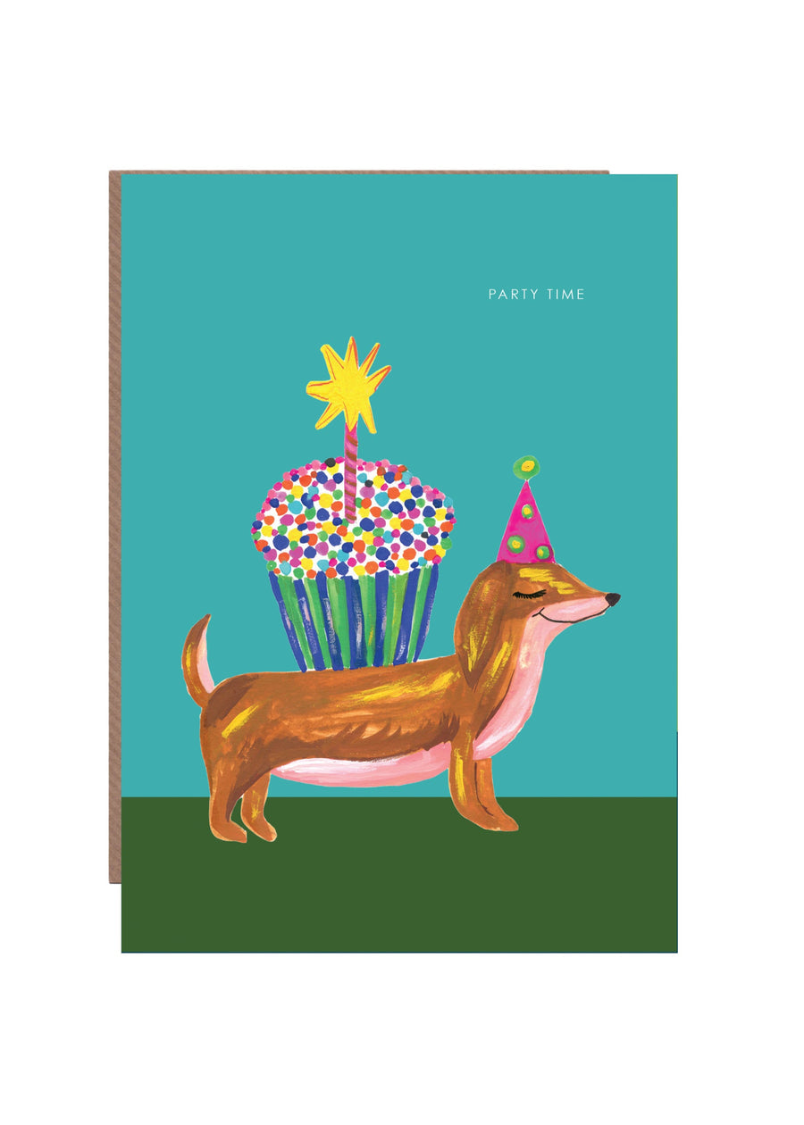 Sausage Dog & Cup Cake Greeting Card