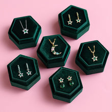 Load image into Gallery viewer, Amelia Scott Mini Star Hoops - Emerald Green, Clear CZ &amp; Silver
