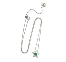 Load image into Gallery viewer, Amelia Scott Mini Star Necklace - Emerald Green, Clear CZ &amp; Silver
