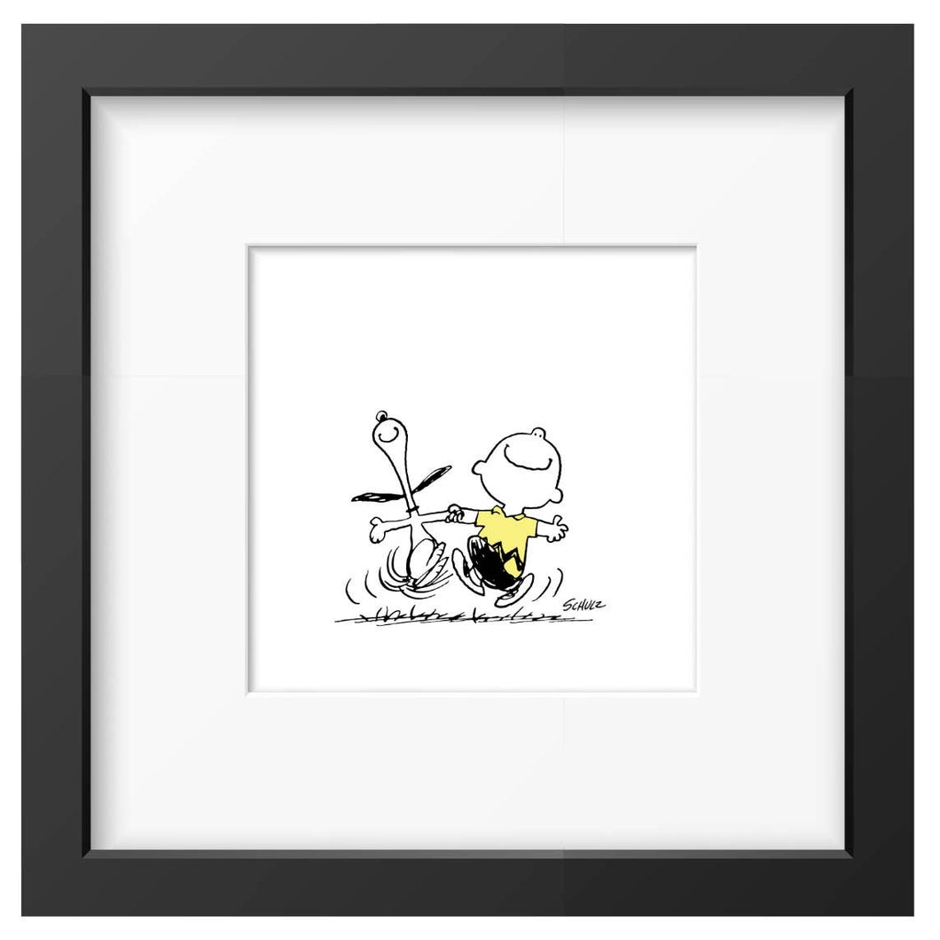 Snoopy and Charlie Dance Framed Print