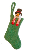 Load image into Gallery viewer, Santa, Snowman &amp; Elf in Stocking Felt Decorations - 3 Variants
