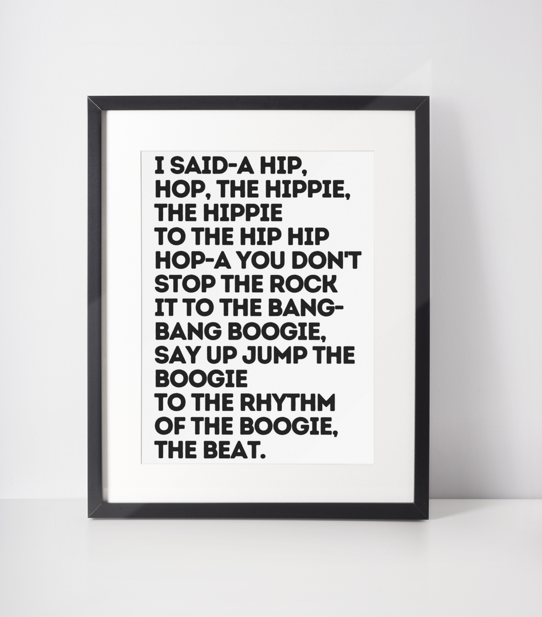 Rappers Delight Lyrics Print A3