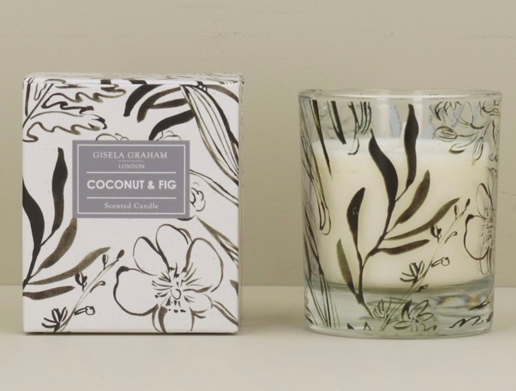 Gisela Graham Ink Floral Candle - Coconut & Fig