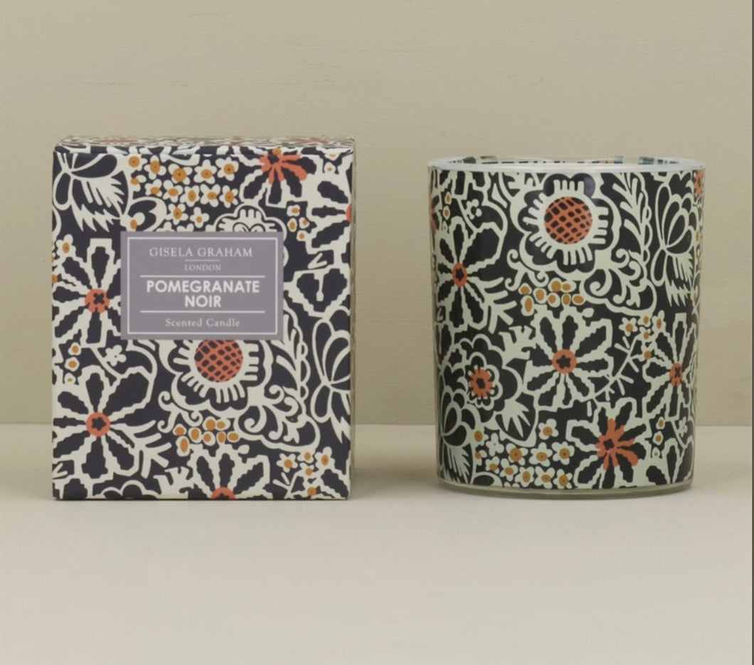 Gisela Graham Batik Floral Candle - Pomegranate Noir