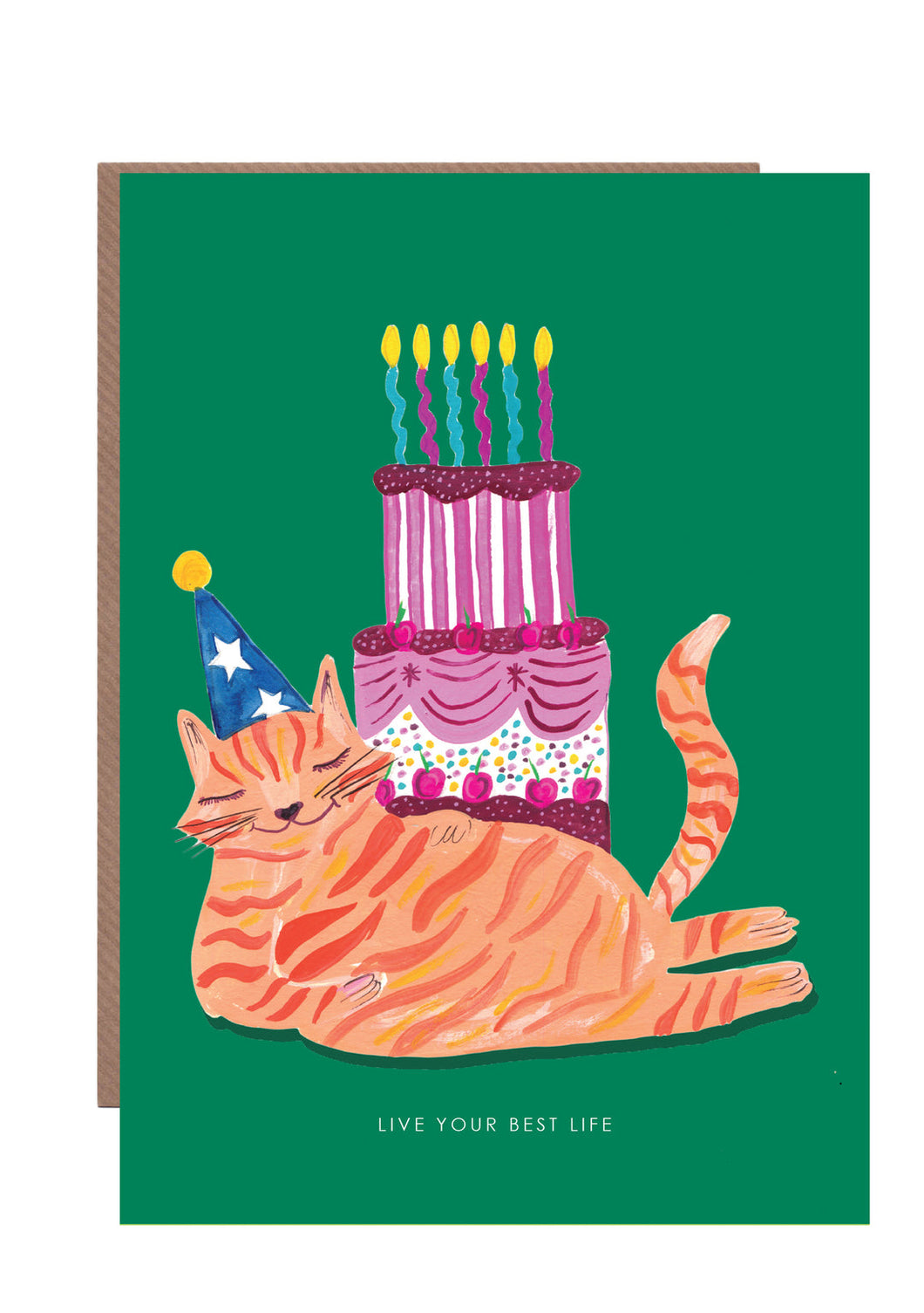 Fat Cat & Cake Greeting Card