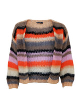 Load image into Gallery viewer, Black Colour DK Adelin Striped Cardigan - Peach Multi
