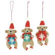 Load image into Gallery viewer, Felt Bear with Presents Christmas Decoration - 3 Options
