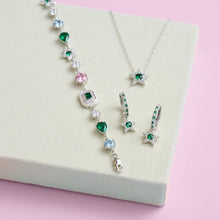 Load image into Gallery viewer, Amelia Scott Mini Star Necklace - Emerald Green, Clear CZ &amp; Silver
