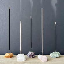 Load image into Gallery viewer, East of India Crystal Incense Holder - 5 Crystal Options
