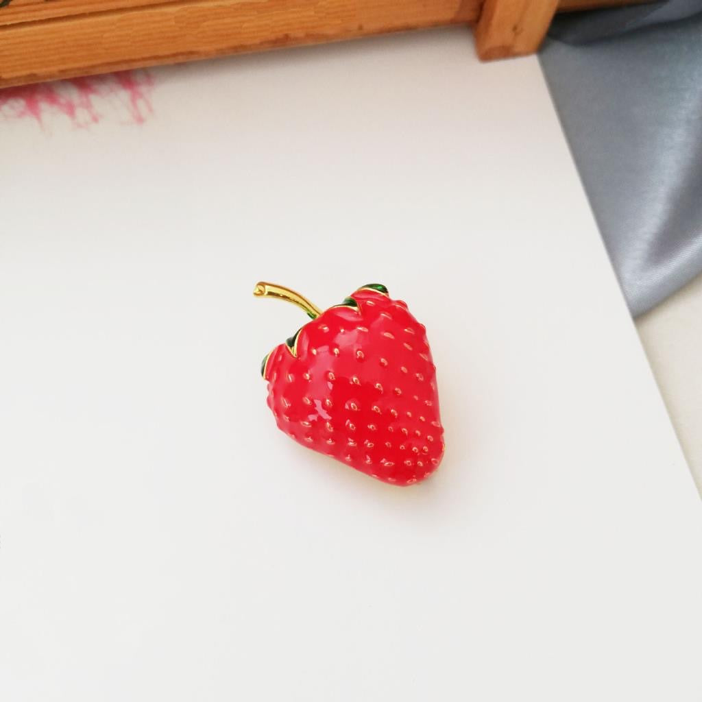 Enamel Strawberry Brooch