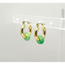 Load image into Gallery viewer, Chunky Gold Hoop Earings with Ring Stone - 4 Colours available
