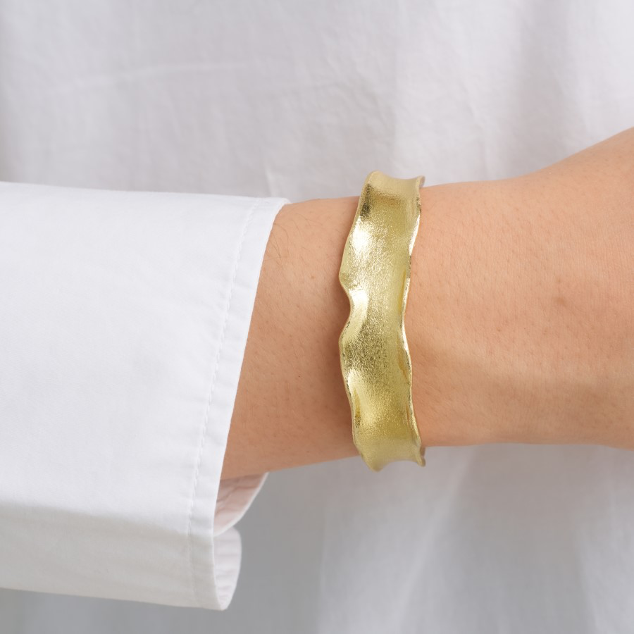 Pure by Nat Chunky Molten Bangle - Silver / Gold