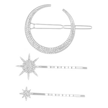 Load image into Gallery viewer, Sparkly Moon Clip - Silver
