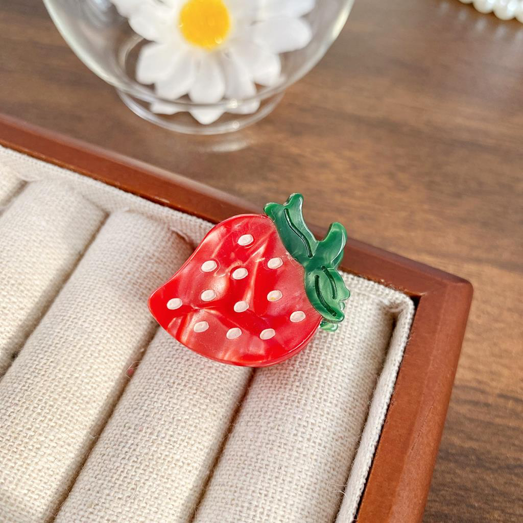 Mini Strawberry Resin Hair Claw Clip