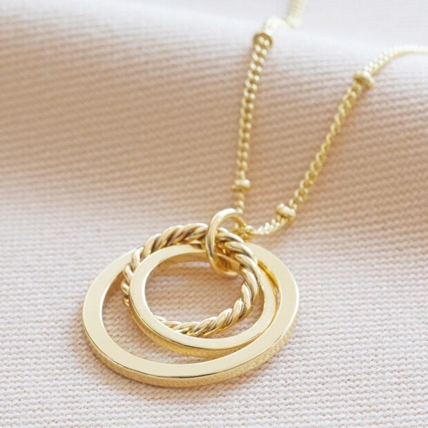 Lisa Angel Interlocking Ring Necklace - Gold