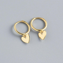 Load image into Gallery viewer, Heart Charm Huggie Earrings - Silver / Gold
