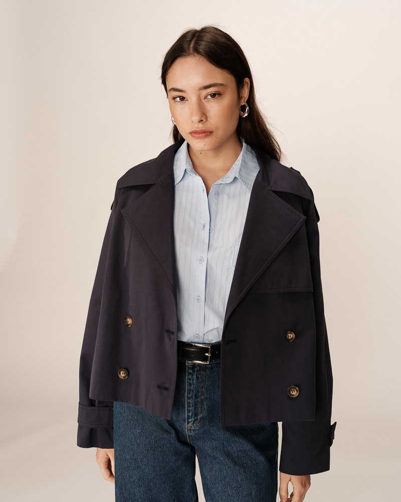 Grace & Mila Short Cotton Trench Coat