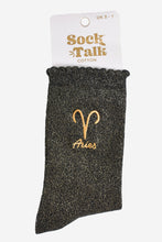 Load image into Gallery viewer, Sock Talk Women’s Zodiac Glitter Socks
