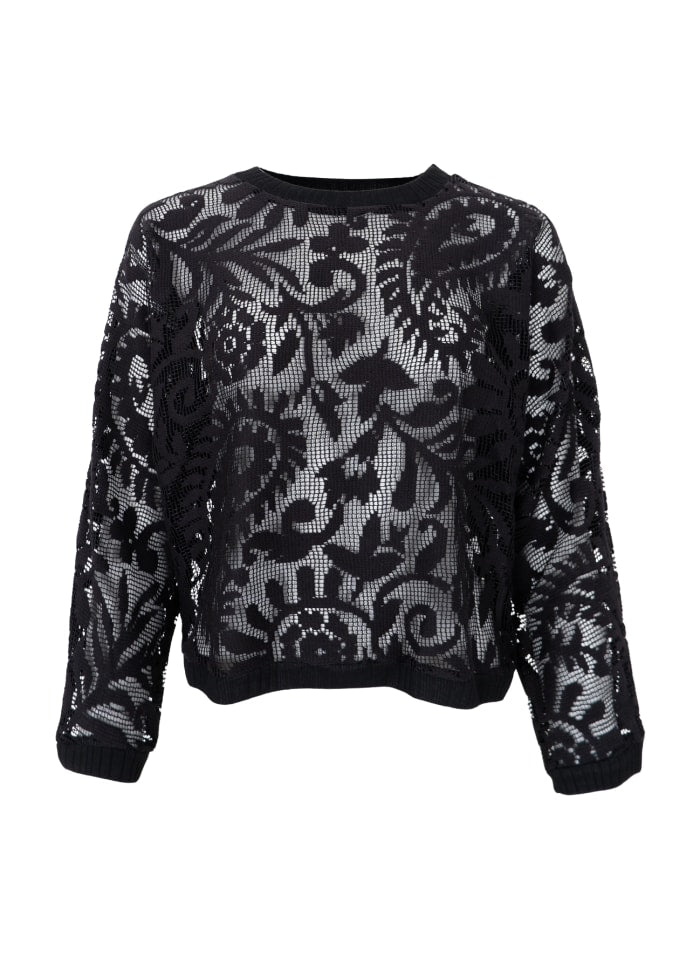 Black Colour DK Esther Lace Sweatshirt