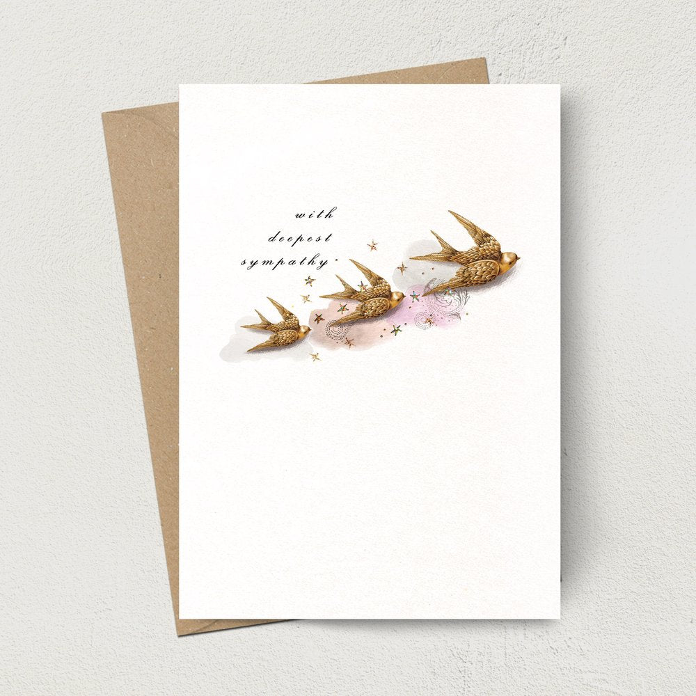 Stephanie Davies Sympathy Three Gold Birds Card