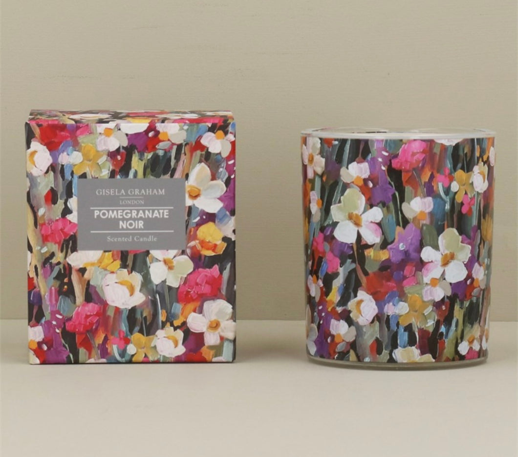 Gisela Graham Abstract Flowers Candle - Pomegranate Noir