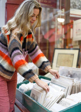 Load image into Gallery viewer, Black Colour DK Adelin Striped Cardigan - Peach Multi
