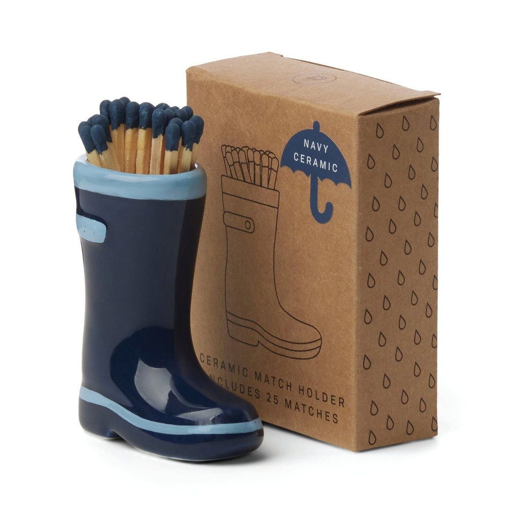 Paddywax Wellington Boot Match Holder - Navy Blue