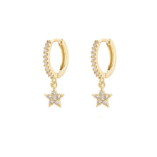 Load image into Gallery viewer, CZ Star Drop Huggie Earrings
