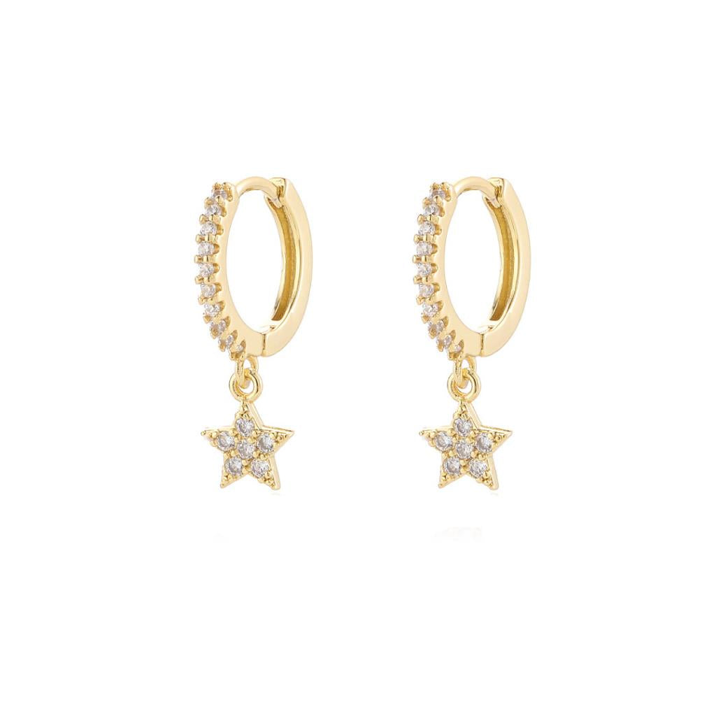 CZ Star Drop Huggie Earrings