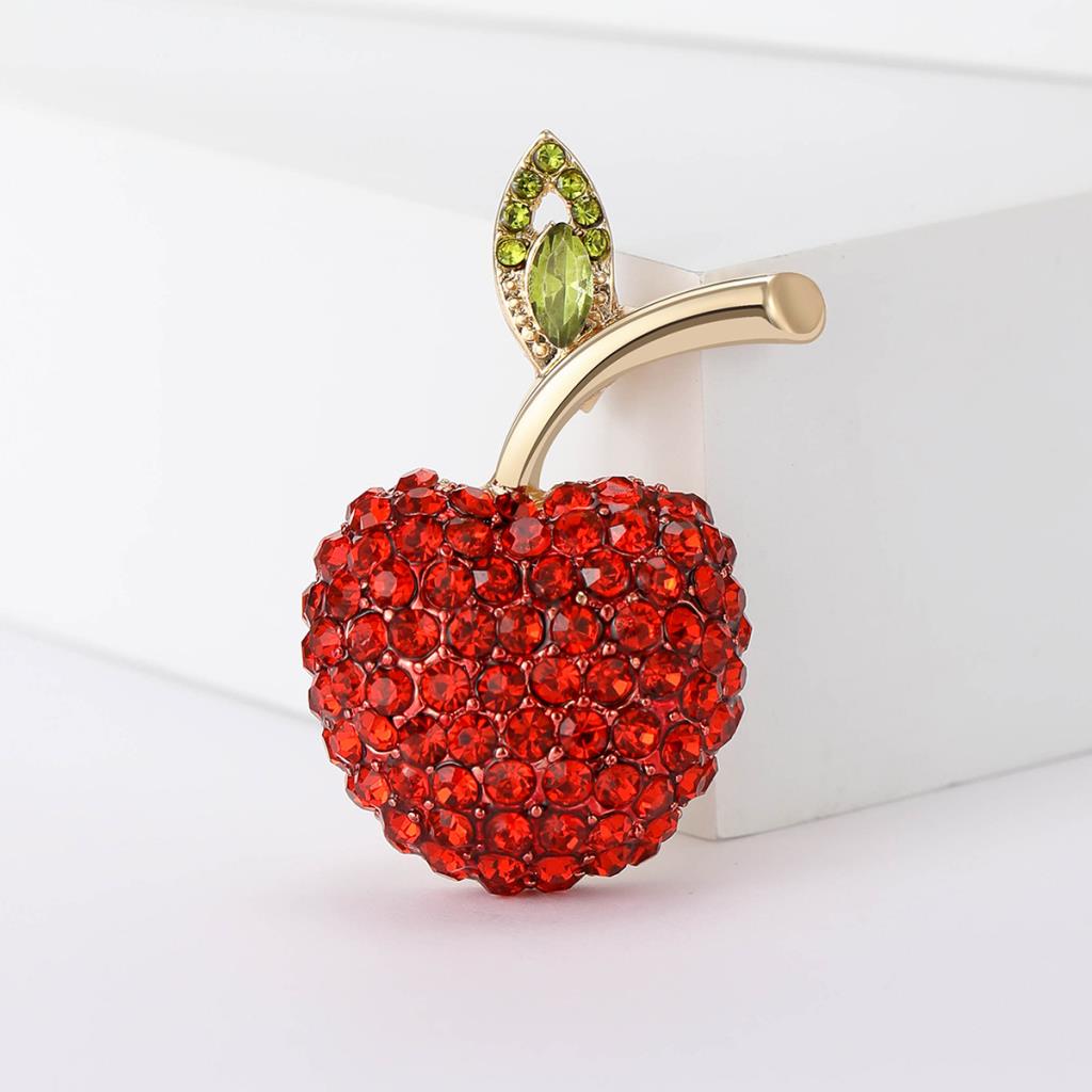 Crystal Apple Brooch