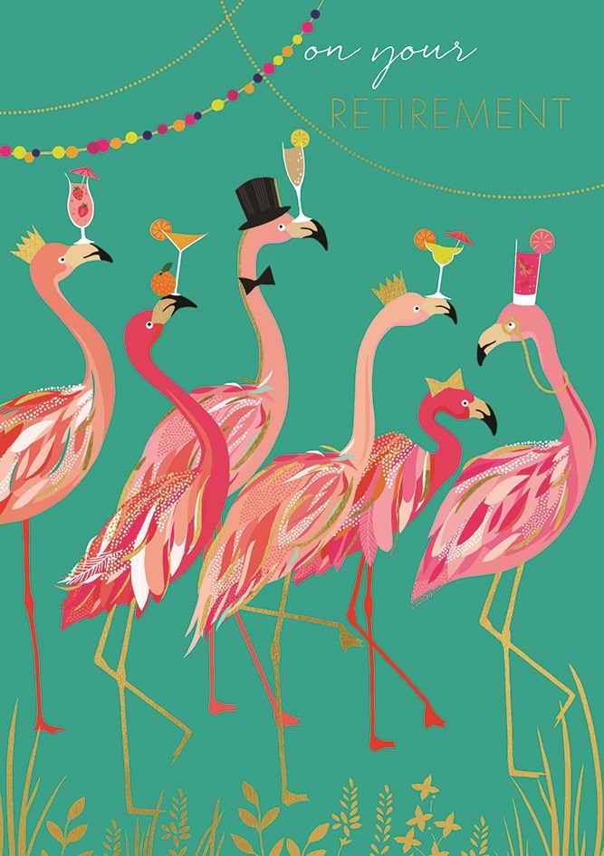 Flamingo Retirement - Greeting Card