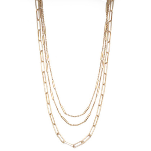Brushed Gold Three Layered Necklace